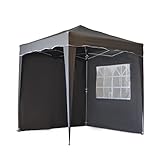 Defacto Pavillon Gartenzelt Pop Up Zelt Partyzelt Gartenpavillon 2x2m Faltpavillon, UV-Schutz 50+, 100% Wasserdicht, Inkl. 2 Seitenteile, Tragetasche mit Seile und Heringe (GRAU)