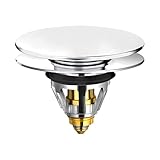 Waschbeckenstöpsel, Universal Pop Up Stöpsel Waschbecken Abflusssieb Ablaufgarnitur, Abflussstopfen für Aufsatzwaschbecken Badewannenstöpsel mit Anti Clogging Sieb, Großer Deckel (34-38mm)