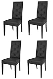 t m c s Tommychairs - 4er Set Moderne Stühle Chantal für Küche und Esszimmer, robuste Struktur aus lackiertem Buchenholz Farbe Schwarz, gepolstert und mit schwarzem Kunstleder bezogen