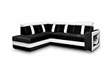 mb-moebel Ecksofa Sofa Eckcouch Couch mit Schlaffunktion und Bettkasten Ottomane L-Form Schlafsofa Bettsofa Polstergarnitur - Texas (Ecksofa Links, Schwarz)