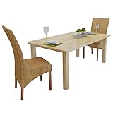 JUNZAI Esszimmerstühle 2 STK., Küchenstühle, Essstühle, Esstisch Stühle, Dining Chairs, Armlehnstuhl, Living Room Chair, Stühle Esszimmer Set, Armlehnenstuhl, Braun Natur Rattan