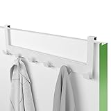 MDCASA Türgarderobe Weiß - bis 1,5 cm Türfalz - Kleiderhaken Tür - Handtuchhalter Tür Bad – Türhakenleiste