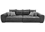 Möbel Jack Big-Sofa XXL-Couch Wohnzimmercouch | Dunkelgrau | Microfaser | BxHxT: 306x83x134 cm