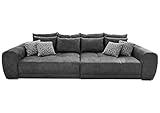 Möbel Jack Big-Sofa XXL-Couch Wohnzimmercouch | Dunkelgrau | Microfaser | BxHxT: 306x83x134 cm