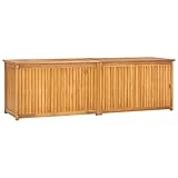 JUNZAI Gartenbox, Gartentruhe, Auflagenbox, Kissenbox, Gartenkiste, Aufbewahrungsbox, Gartenauflagenbox, Gartenmöbel, 175x50x53 cm Massivholz Teak