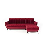 Siblo Ecksofa mit Schlaffunktion Rolo Kollektion - Große Couch L Form 4 Personen - Schlafcouch mit Bettkassen - Klappsofa mit Bettkasten Sofa 4-Sitzer - 252x162x86 cm - Rot - Rechte Ecke