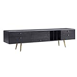 LIMKOO Fernsehständer Schwarzer Retro-TV-Ständer for Wohnzimmer, Unterhaltungszentrum, Aufbewahrungsschrank mit 4 Schubladen und 2 offenen Regalen Unterhaltungszentrum (Color : M-180cm)