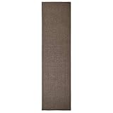 Wakects Teppich aus Natursisal, rechteckig, 100 % Sisal, Teppich für Wohnzimmer, Naturfaser, feucht, rutschfest, antistatisch, für den Innenbereich 80 x 300 cm, Braun