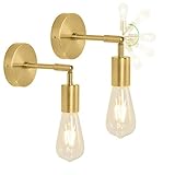 2er Pack Industrielle Vintage Wandleuchten goldene Metall Wandleuchten 180°Drehbare als wandlampe Nachttischleuchten,Korridor,Loft,Wandleuchten für das Bad