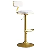LAJUU Hocker, T-Form-Rückenlehne Hoher Barhocker-Sitzhöhe Verstellbar 65-80 cm Barstuhl Mitdenen Beinen Und Chassis/Weiss