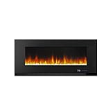 Amazon Basics – Elektrischer Kamin und Heizgerät, 107 cm, zur Wandmontage, LED, mehrfarbig, 3D-Design, mit Fernbedienung, 1300 W