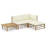 Festnight Gartenlounge Loungemöbel Terrasse Gartenmöbel Set Bambus Garten Lounge Sofa Outdoor Couch Set Sitzgruppe Garten Sofagarnitur Terassenmöbel 4-TLG