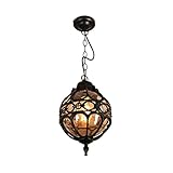 OUSIKA Starke langlebige amerikanische Vintage Glas Pendelleuchte Einfachheit Aluminium Metall Hängelampe Indoor Outdoor Beleuchtung Pendelleuchte for Gang Pavillon Terrasse Restaurant Villa Foyer E27