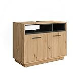 Vicco Waschtischunterschrank Waschbeckenunterschrank Beatrice modern 80x64 cm Badkommode Badschrank Badezimmer Schrank Badmöbel Schranktür Schrankfach (Eiche-Anthrazit)