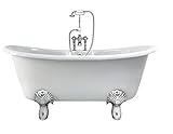 Casa Padrino Jugendstil Badewanne Naturstein freistehend 1700mm BCha Weiß - Freistehende Retro Antik Badewanne, Badewannen Füsse:Luxury Claw Silber