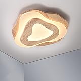 LED Deckenleuchte Holz 2800LM 3000K Warmweiß Schlafzimmer Deckenlampe - 35W - 2800lm - Ø45cm Schlafzimmerlampe Lampenschirm aus Glas Herzförmiges Design Modern Rund Decke Licht Holzlampe