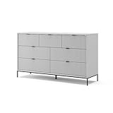 Vicco Sideboard Eliza 140 x 42 cm, Grau, Wohnzimmerschrank mit 7 Schubladen