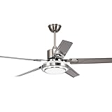 Moddeny Dimmbarer Deckenventilator aus Edelstahl mit Fernbedienung, moderner, stummer Küchen-Deckenventilator mit Lichtern, 42-Zoll-LED-Deckenventilatoren für den Außenbereich