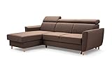 HomeSpace24 Ecksofa mit Schlaffunktion und Bettkasten - Klappsofa Couch L Form-Couch mit Schlaffunktion-Schlafsofa mit Bettkasten -Sofas&Couches - Luna (Braun, Ecksofa Links)