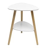 EUGAD Beistelltisch Sofatisch Couchtisch Nachttisch Nachtkommode Nachtschrank Kaffeetisch mit 2 Ablagefäche Holzbeine MDF 50x40x55cm Weiß 0063ZZ