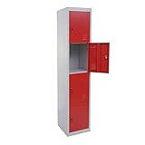 Mendler Schließfach Boston T163, Schließfachschrank Wertfachschrank Spind, Metall 180x38x45cm - rot