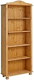 Regal Kiefer Massivholz Bücherregal Landhaus Standregal 5 Fächer Aktenregal Ordnerregal Büroregal 77 x 30 x 181 cm