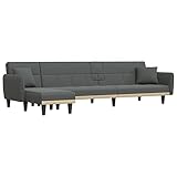 vidaXL Schlafsofa L-förmig 275x140x70 cm Stoff dunkelgrau