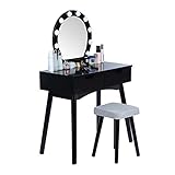 Schminktisch Moderner Schminktisch Schlafzimmermöbel Ankleideretisch LED Spiegel mit Make-up-Hocker Smooth-Desktop-moderner Make-up-Kommode (131 * 80 * 40cm) Kosmetiktisch Frisiertisch ( Color : Schwa