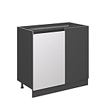 Vicco Eckunterschrank Küchenschrank Küchenmöbel R-Line J-Shape 86 cm modern (Anthrazit-Weiß)