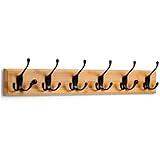 LARHN Garderobenhaken Holz - Garderobenleiste Holz mit 6 Haken in Schwarz - 59 cm - Kleiderhaken Wand - Wandgarderobe für Flure, Garderoben, Schlafzimmer und Badezimmer