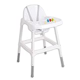Stella Trading Dejan Hochstuhl Baby in Weiß, Grau - Sicherer Kinderstuhl mit Armlehne für eine Bequeme Sitzposition - 55 x 91 x 63 cm (B/H/T)