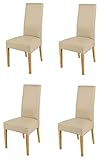 t m c s Tommychairs - 4er Set Moderne Stühle Luisa für Küche und Esszimmer, robuste Struktur aus lackiertem Buchenholz Farbe Eiche, Gepolstert und mit Kunstleder in der Farbe Leinen bezogen