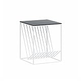 Glas-beistelltisch, Quadratischer Couchtisch, 2-stufiger Beistelltisch Mit Zeitschriftenhalter, Moderner Akzent-sofatisch Für Kleine Räume, Schlafzimmer Und Wohnzimmer(Size:45*45*50cm,Color:D)