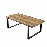 JHKZUDG Natürlicher Rechteckholz Couchtisch,Moderner Industriell Minimalistischer Holzcocktisch, Tisch,Metall Und Echtes Holztea Tisch,Für Zuhause, Büro Und Andere Zuhause Dekore