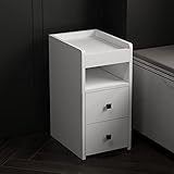 QLIGHA 20 cm ultraschmaler Nachttisch, weißer Nachttisch Schlafzimmer Wohnzimmer, Moderne minimalistische Multifunktions mit Schubladenschrank, 20*30*45cm