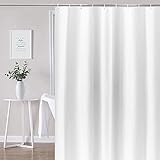 YISURE Duschvorhang antischimmel 200x220 lang für badewanne, überlänge Weiß Textil-Polyester-Gewebe Duschvorhang mit Magnet wasserabweisend, Breite 200 x Höhe 220cm
