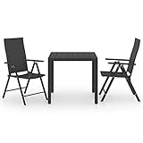 3/5-teiliges Garten-Essgruppe Schwarz und Braun Gartenmöbel Set, Lounge Set, cremefarbenen Kissen - aus PE-Rattan - Tisch Stühle 55 x 64 x 105 cm