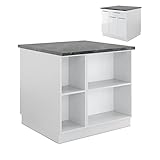 Vicco Kücheninsel Küchenblock Einbauküche Fame-Line 90 cm modern Küchen Schränke Apothekerunterschrank Schubunterschrank Regalinselunterschrank Küchenmöbel (Weiß-Weiß Hochglanz)