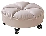 EnixWh Schuhschrank, gepolsterter Ottoman, runder Taillenstützhocker, 360° Rollschuhhocker, Schuhhocker, für Wohnzimmer, 6 Farben (Farbe: Beige, Größe: 33 x 14 cm)