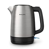 Philips Domestic Appliances Wasserkocher – 1.7 L Fassungsvermögen mit Kontrollanzeige, Edelstahl, Pirouettenbasis (HD9350/90) 2200 Watt, ‎23 x 15.6 x 24.3 cm, Schwarz (EU-Stecker)