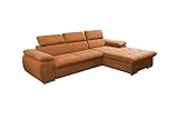 mb-moebel Ecksofa mit Schlaffunktion Eckcouch mit Bettkasten Sofa Couch L-Form Polsterecke NILUX (Orange, Ecksofa Rechts)