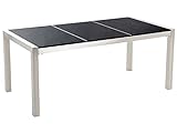 Beliani Gartentisch 3 Tischplatten Edelstahl/Naturstein 180cm schwarz/Silber Grosseto