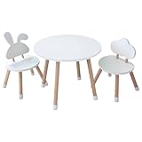 KYWAI - kindertisch mit 2 stühlen, kindersitzgruppe, aus Holz,Weiß, Kleiner Tisch,kindersitzgruppe, Kinderzimmer, Schlafzimmer, nordischer Stil (White)