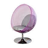 Onlysmile Sessel für Salon, Praxis, Studio, SPA, Wohnzimmer | Pinker transparenter Drehsessel mit silbernen Kissen | Ball-Stuhl - Egg Chair für Beauty und Wellness