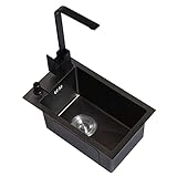 Küchenspüle Edelstahl Waschbecken Schwarze Nano-304-Edelstahl-Küche, kleiner Einzeltank, Balkon, Minibar, Waschbecken, Einzelschüssel, geeignet für Küche, Balkon, Badezimmer, Hotel usw.