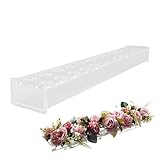 Rechteckige Acrylvasen für Blumen, transparente Acryl Blumenvase, Florales Mittelstück für Esstisch, 59cm Lange transparente Blumenvasen Anordnung für Zuhause, Hochzeiten, Dekoration (24 Löcher)