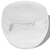 YOPOTIKA Beistelltisch, Telefontischchen mit Regal Fernsehtisch für Wohnzimmer,Schlafzimmer, Arbeitszimmer oder Wintergarten Couchtisch Silbern Rund Aluminium