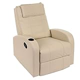 Mendler Fernsehsessel Durham, TV Sessel Relaxsessel Liegesessel, Kunstleder - Creme