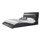 i-flair Polsterbett St. Tropez 180x200 cm Bett Bettgestell Designbett aus hochwertigem schwarzem Kunstleder - in der Farbe Schwarz