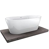 Freistehende Badewanne MIO aus Acryl - Weiß - Größe und Standarmatur wählbar, Standarmatur:Ohne Standarmatur, Siphon:Ohne Siphon, Größen:160 x 75 cm